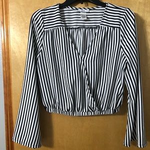 Black & White Striped Crop Top